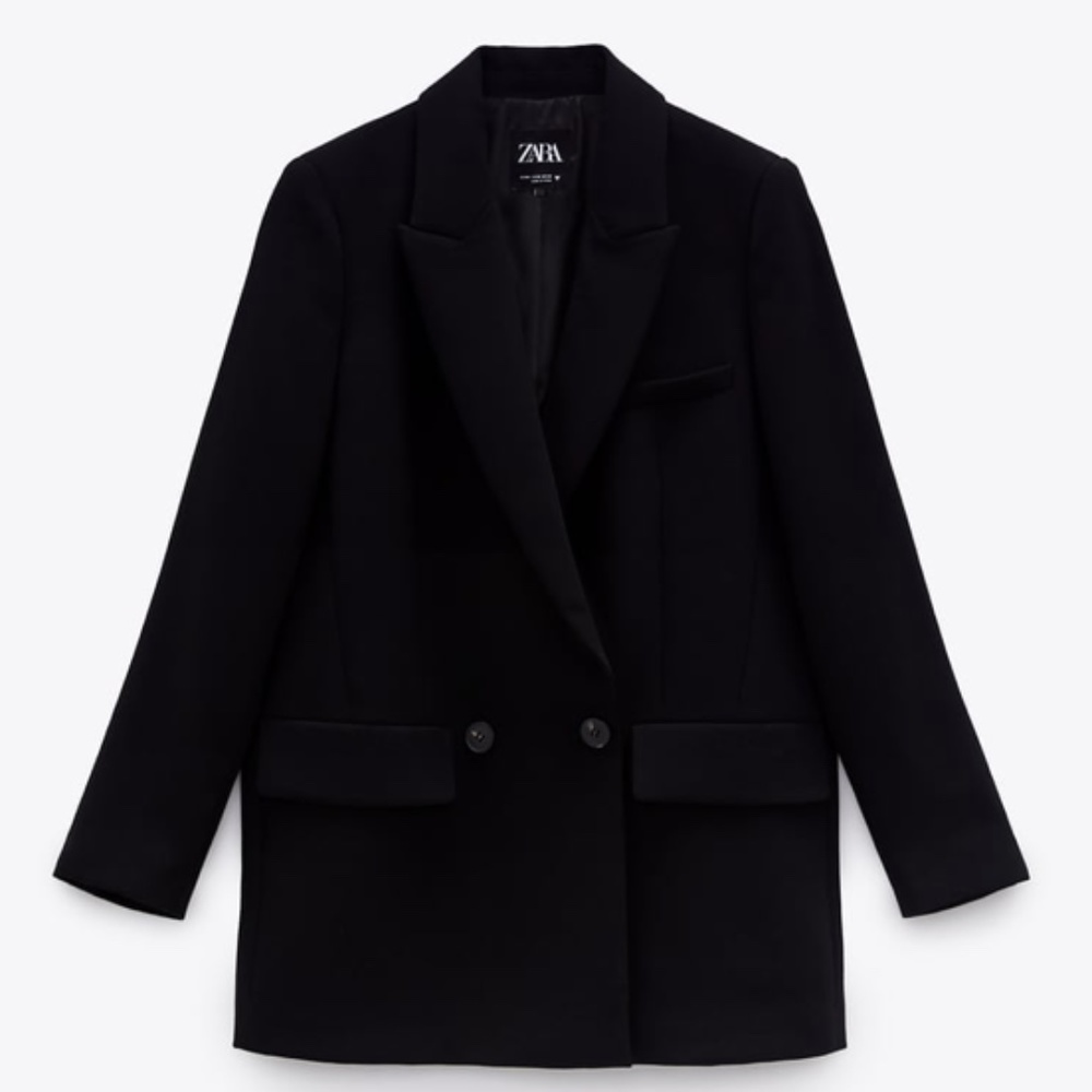 Zara Flowy Blazer Black Size Large Oversized Fit